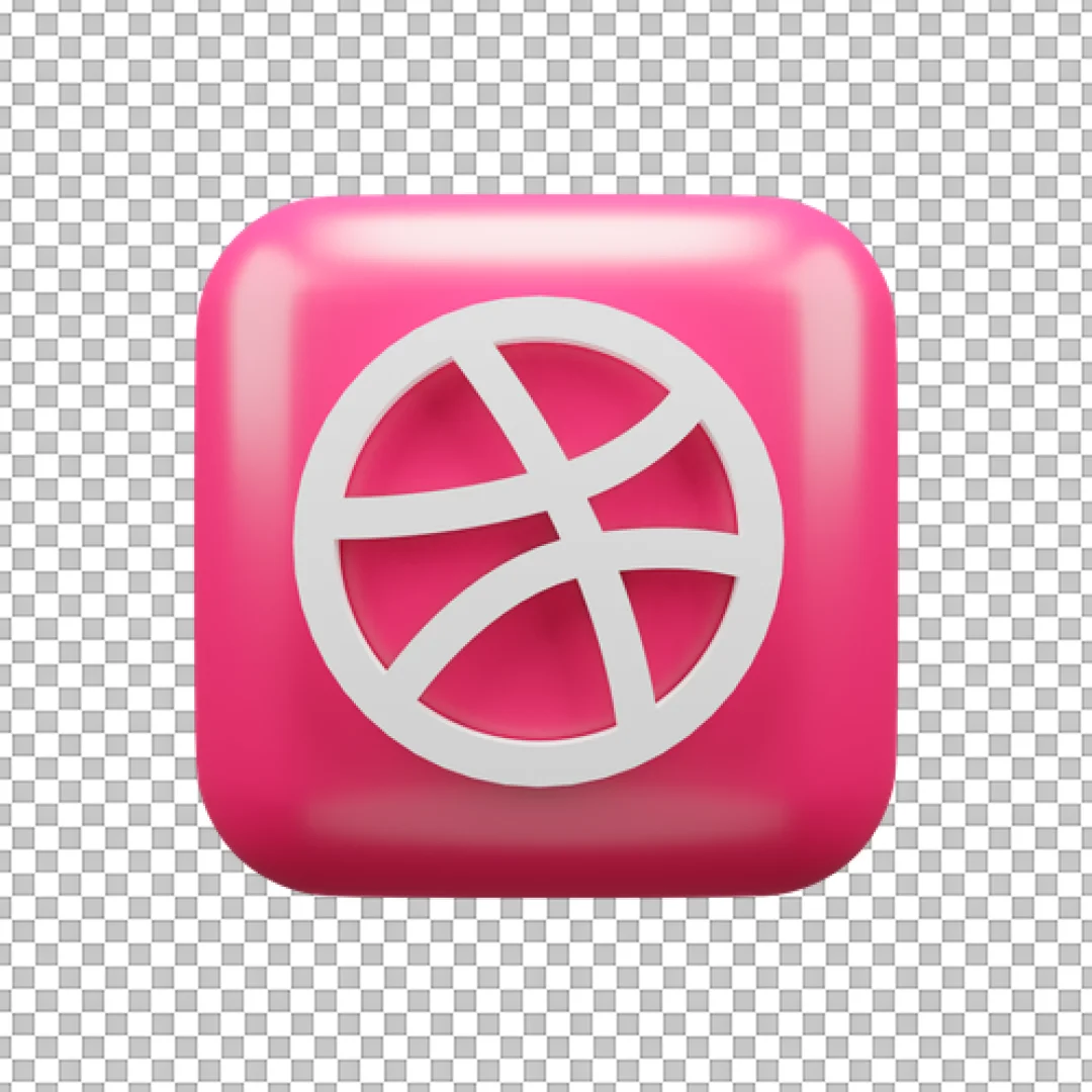 Pink Dribbble Logo 3D Icon PNG