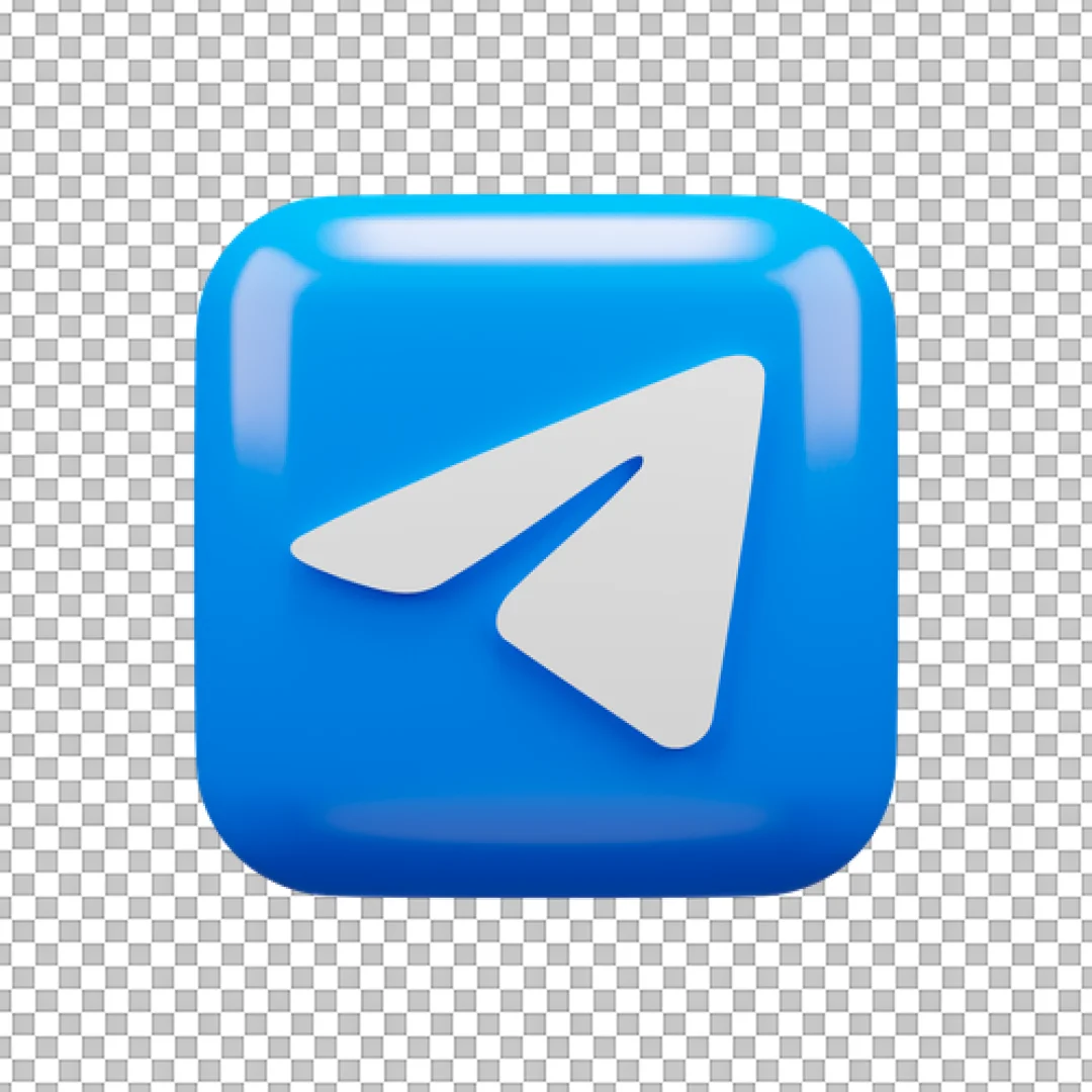 Glossy 3D Telegram Logo Symbol PNG