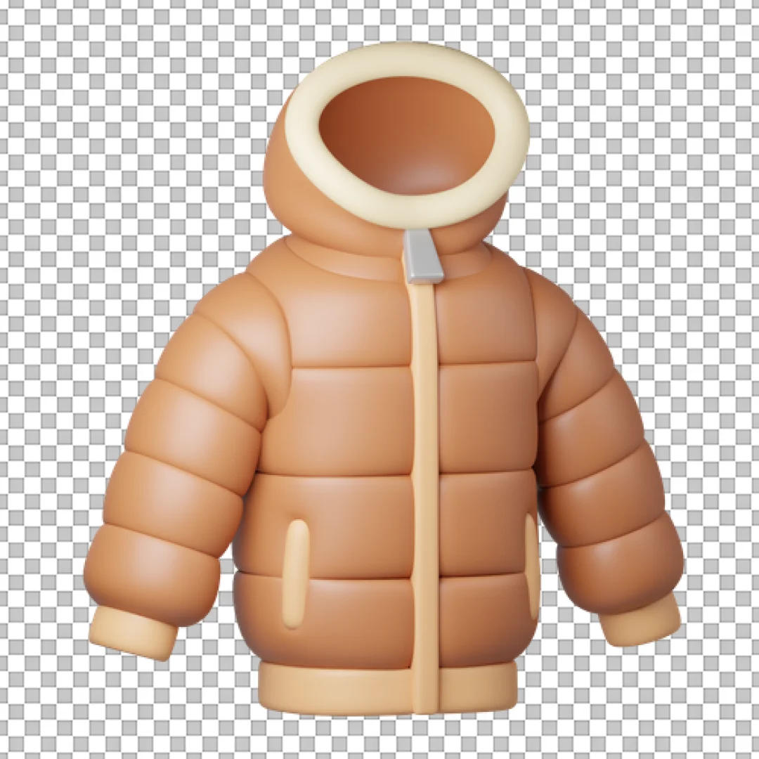 Brown Winter Jacket 3D PNG