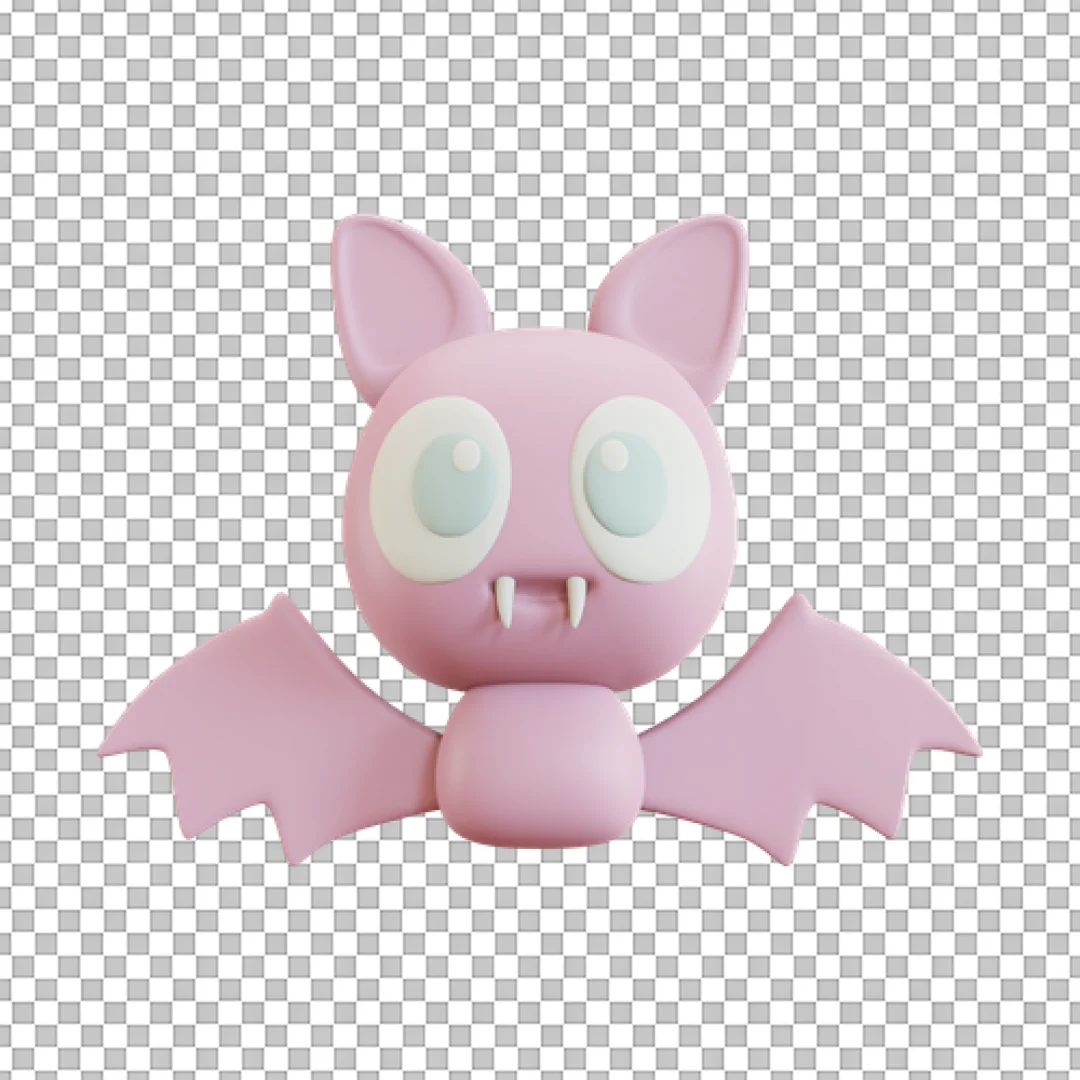 Cute Pink Bat Spread Wings 3D Sticker PNG