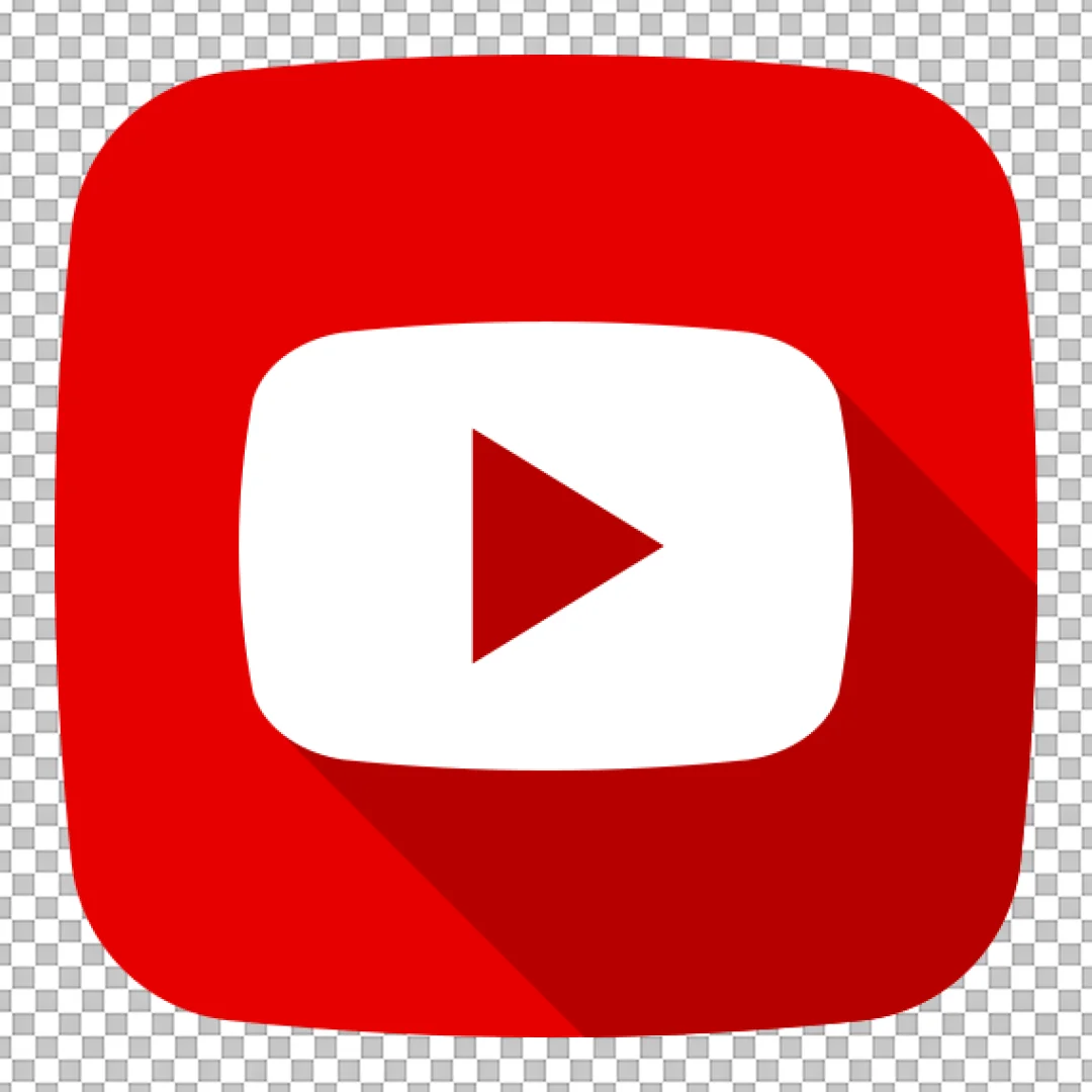 YouTube Social Media Icon Flat Design with Long Shadow