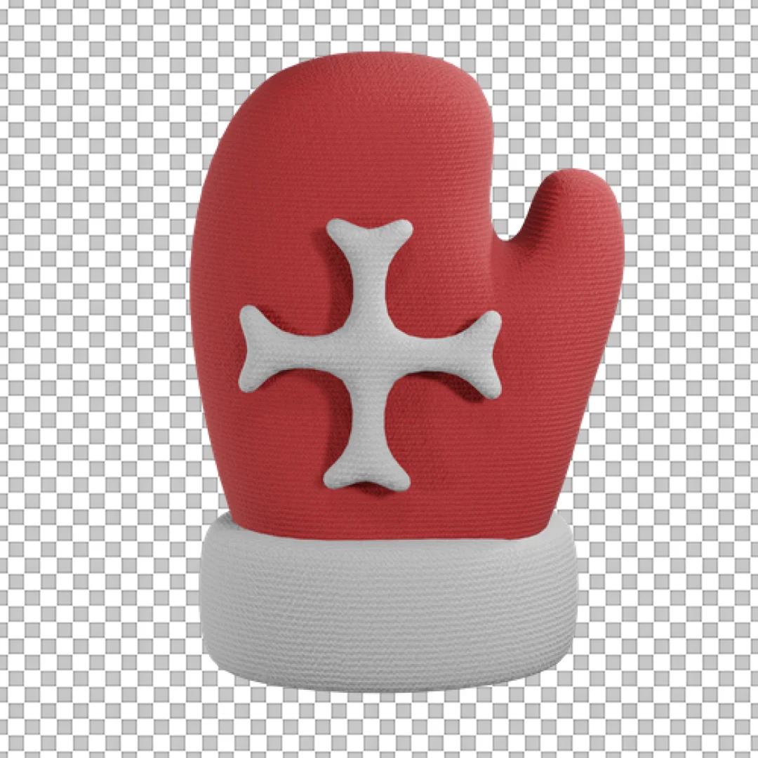 Red Cross Mitten 3D PNG