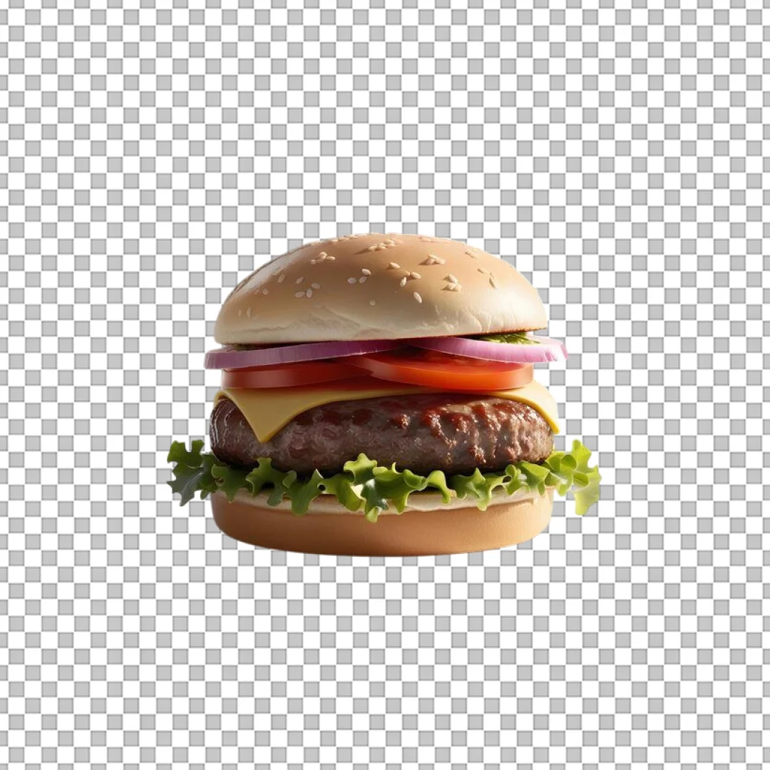Simple Cheeseburger with Red Onion PNG
