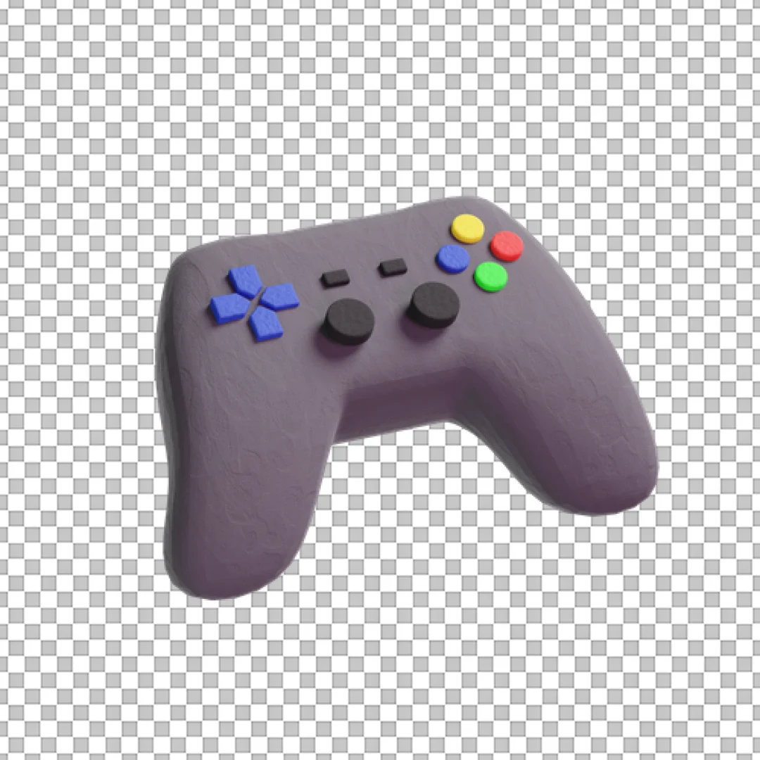 Purple Game Controller Clay Style 3D Icon PNG