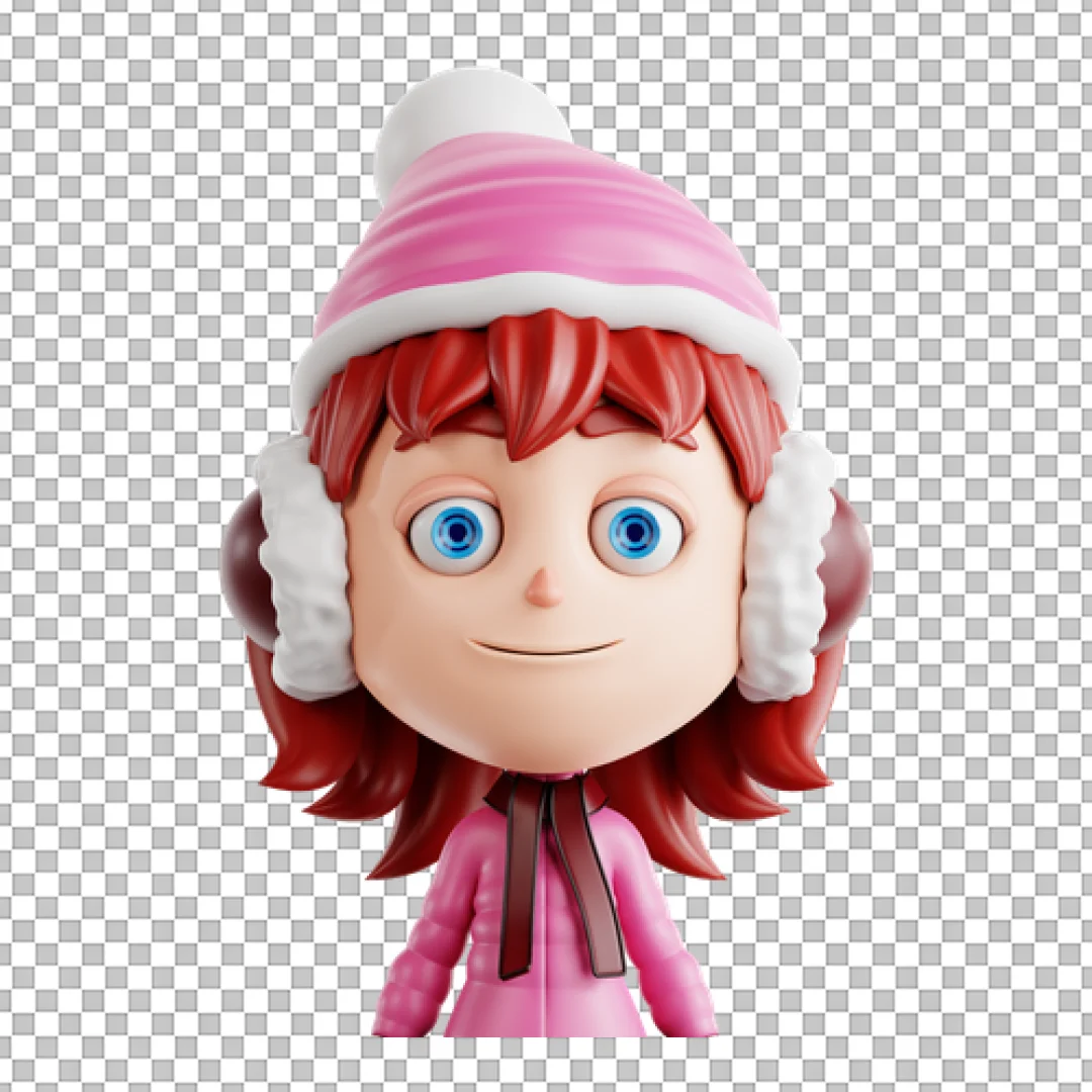 Winter Girl Character 3D PNG