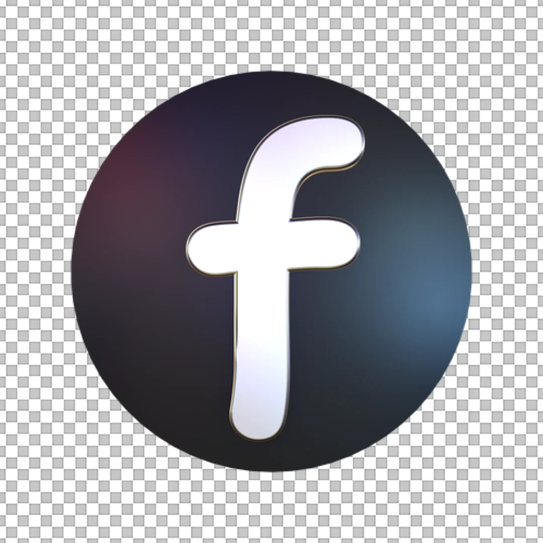 Black Circle Metallic Facebook Logo PNG