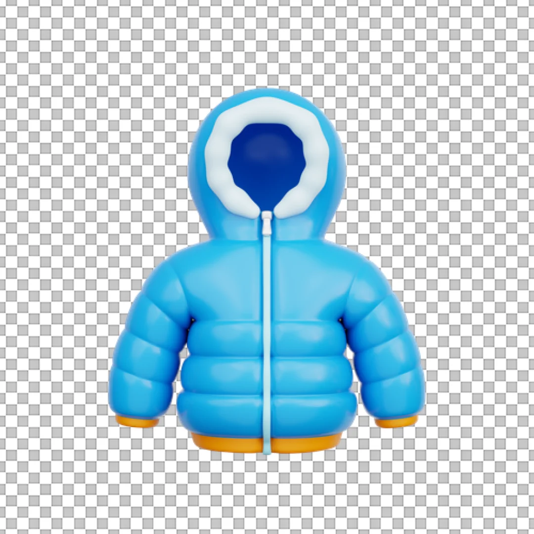 Blue Hooded Parka 3D PNG