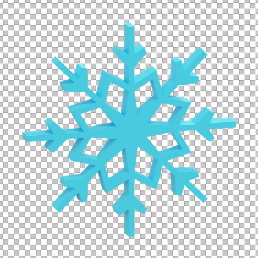 Symmetrical Blue Snowflake 3D Icon PNG