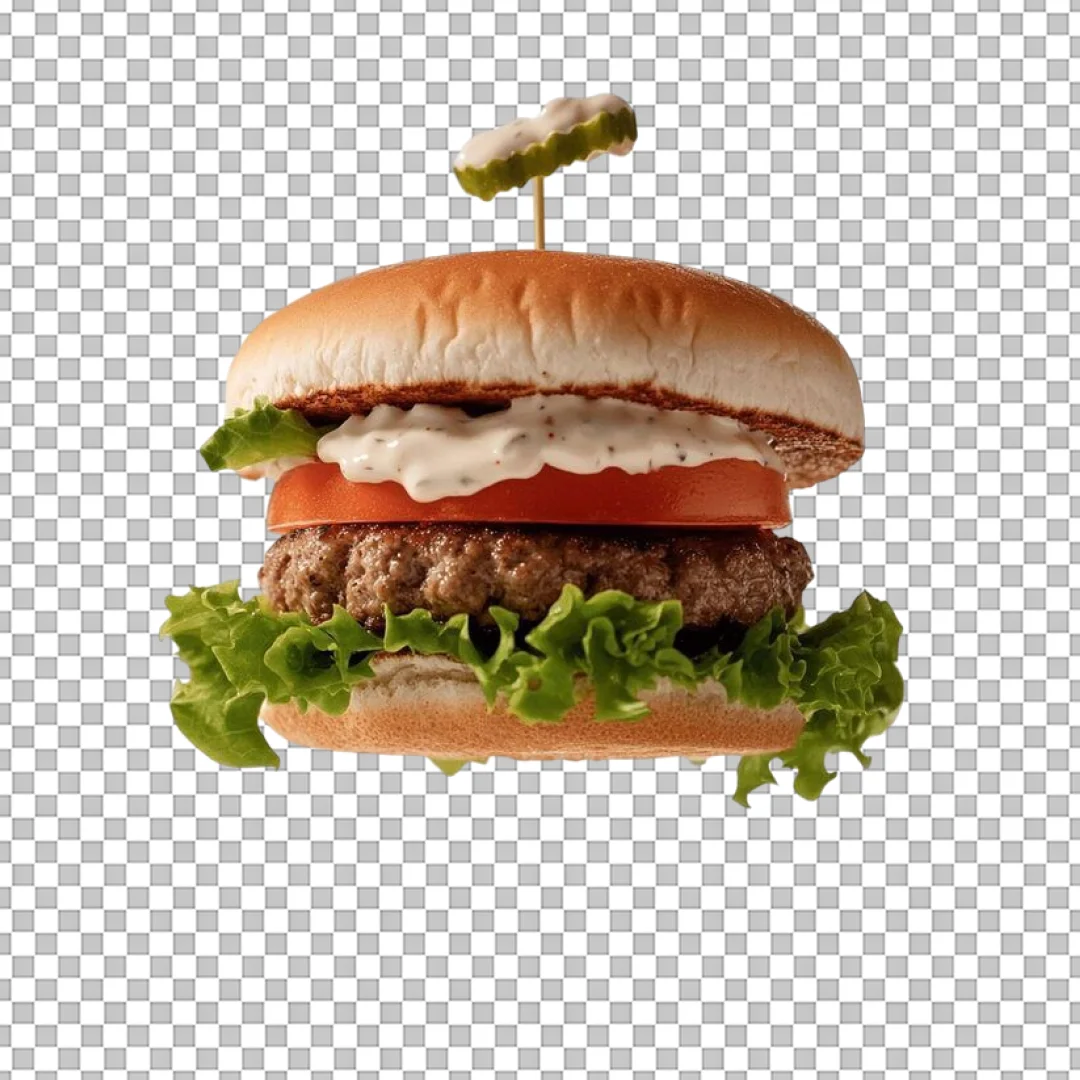 Burger with Tartar Sauce and Pickle PNG