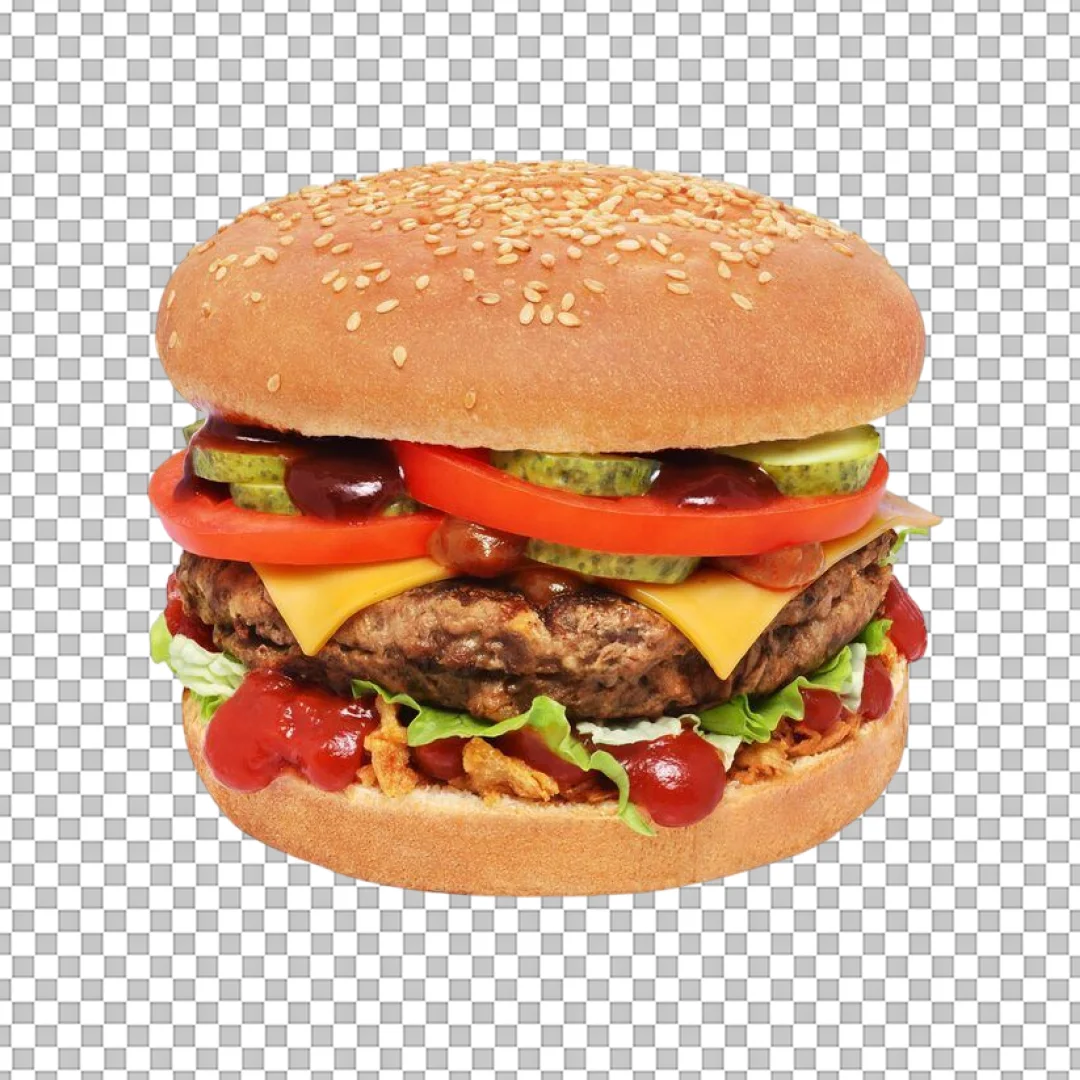 Loaded Double Burger with Ketchup PNG