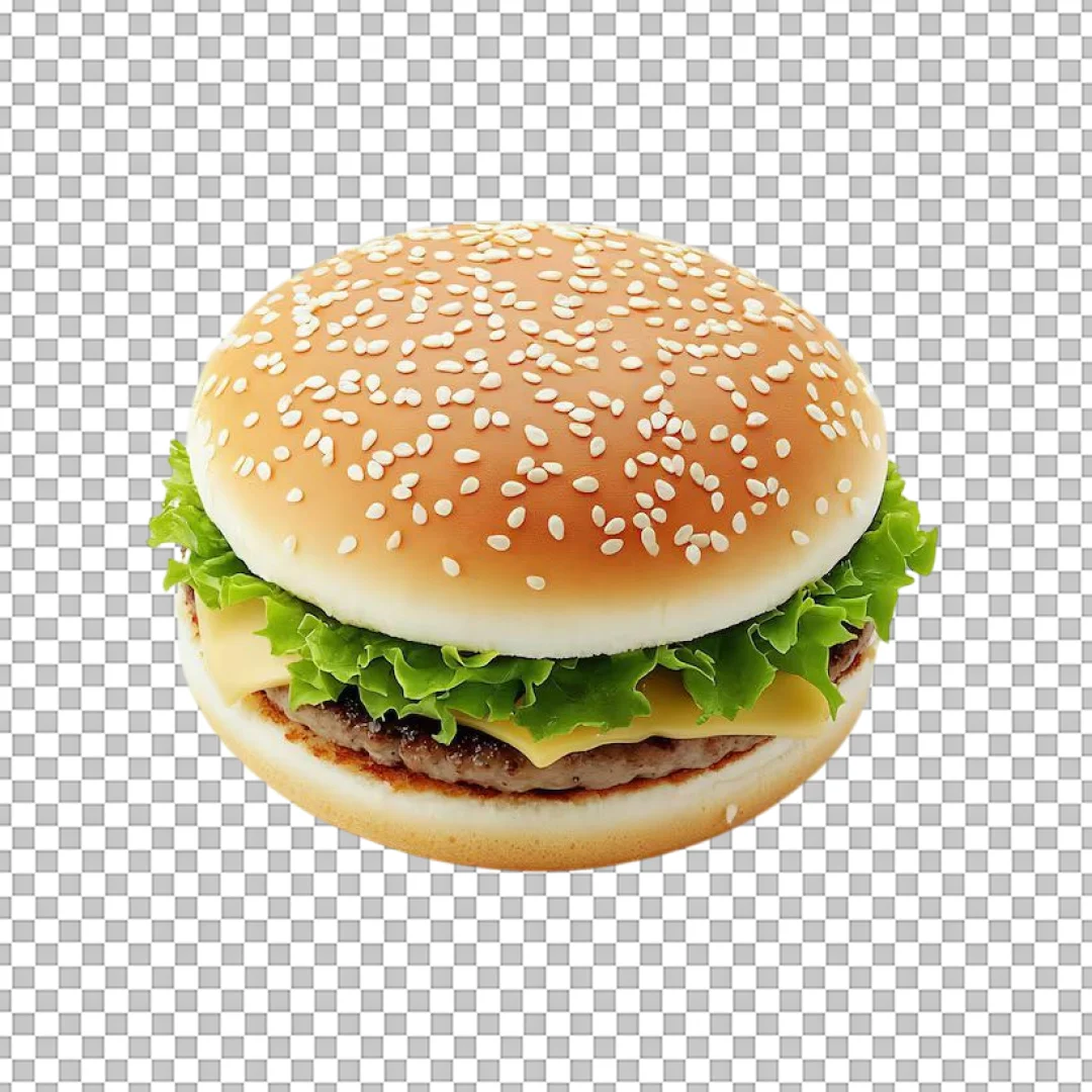 Simple Hamburger with Lettuce Clipart PNG