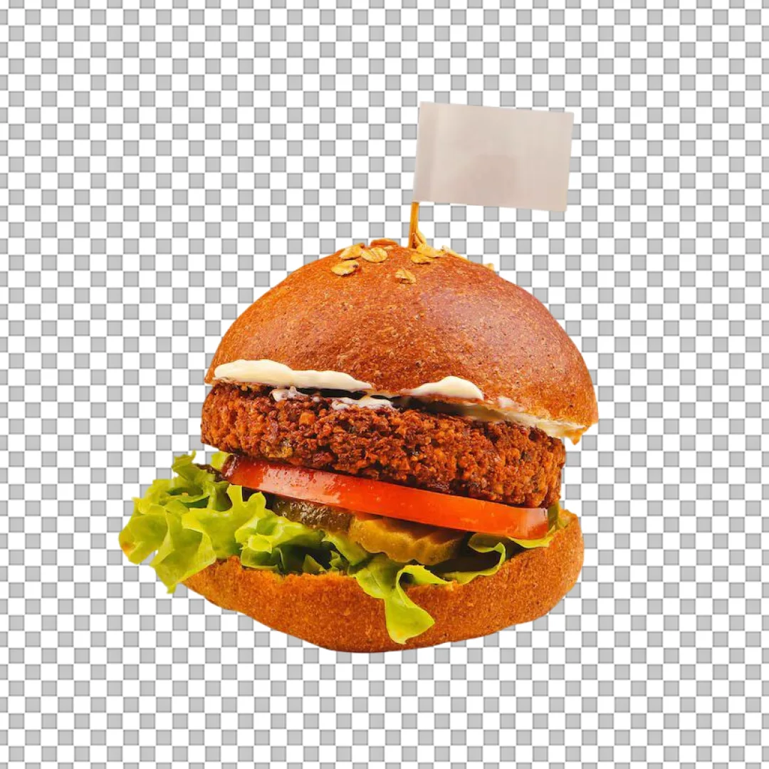 Veggie Burger with Blank Flag Topper PNG