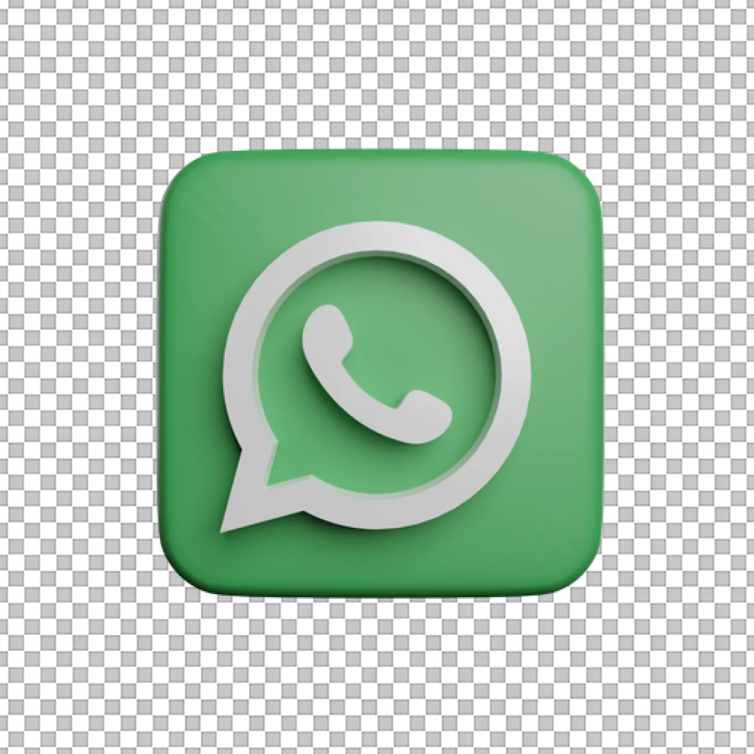 3D Green WhatsApp Square Icon PNG