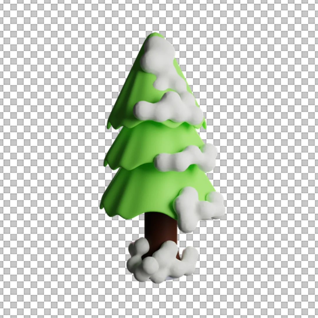 Snow Covered Pine 3D PNG