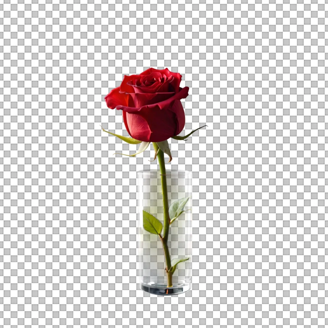 Single Red Rose in Glass PNG