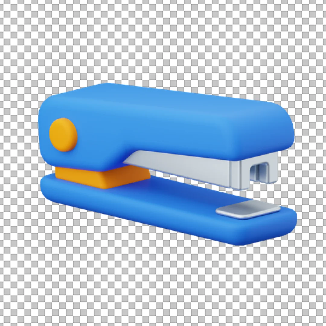 3D Blue and Orange Stapler Icon Rendering