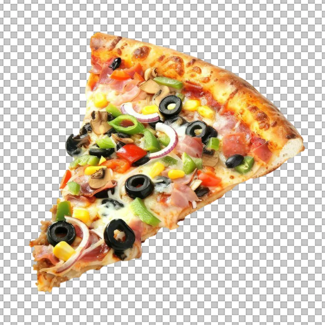 Supreme Pizza Slice with Corn PNG