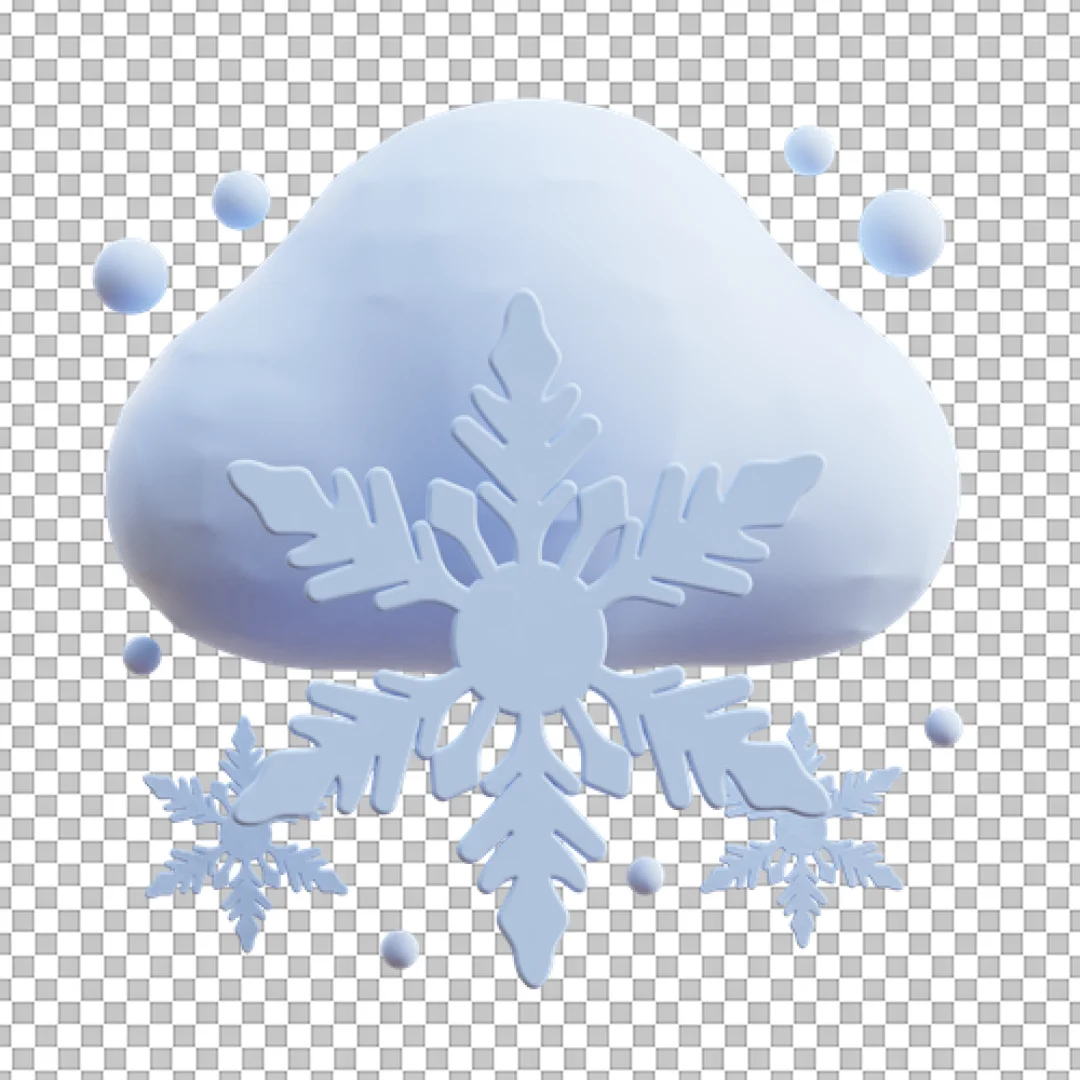 Large Snowflake Cloud 3D PNG