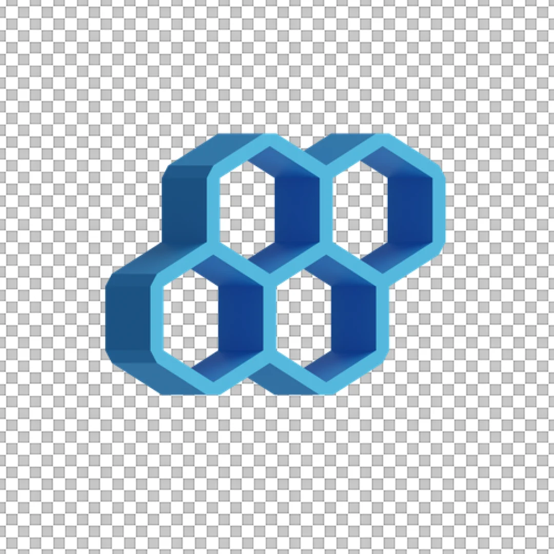 Blue 3D Hexagonal Grid Icon: Technology, Data Network, and Connection Symbol