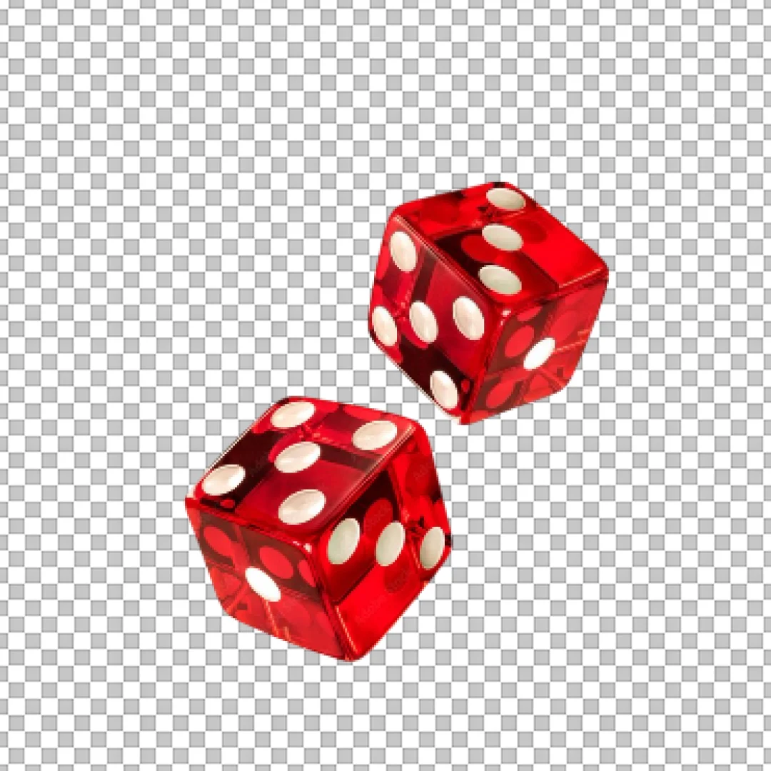 Two Red Translucent Casino Dice PNG