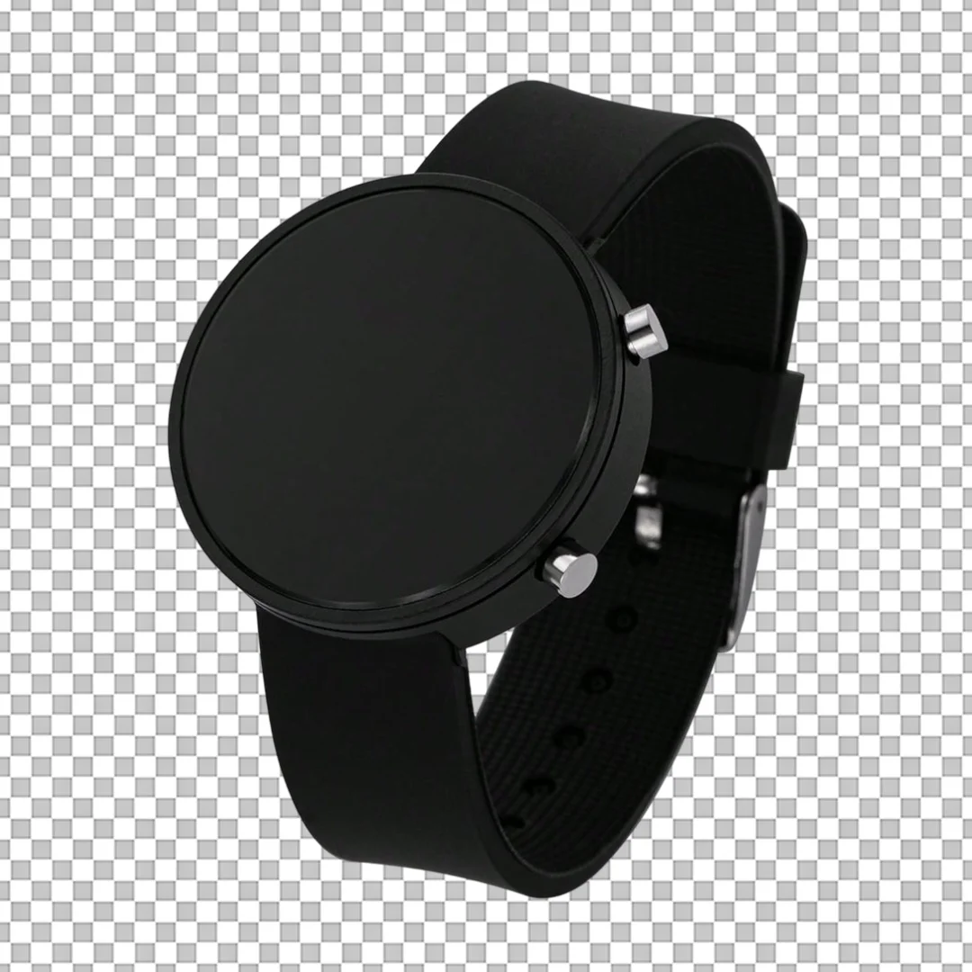 Minimalist Black Digital Wristwatch PNG