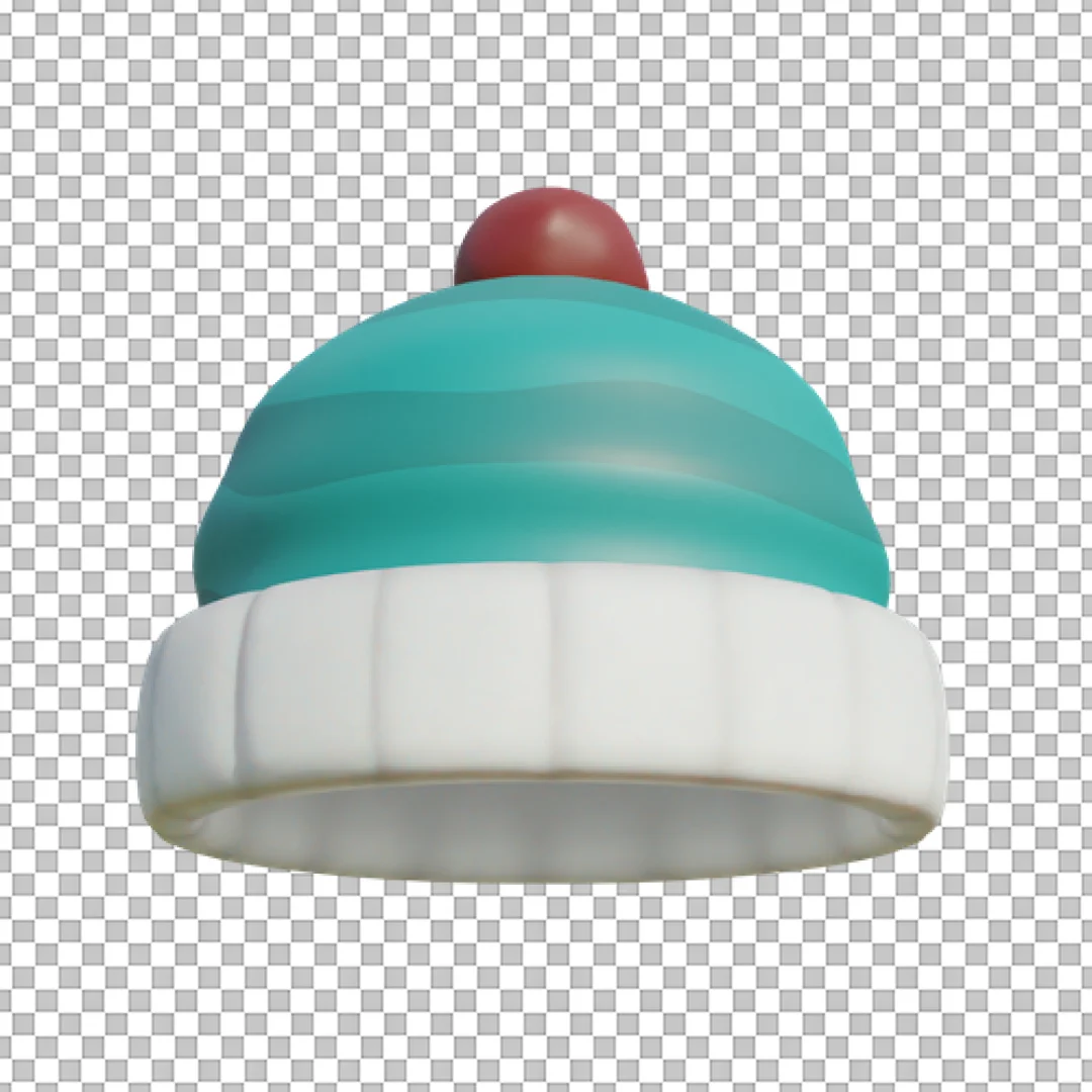 Teal Winter Bobble Hat 3D Icon PNG