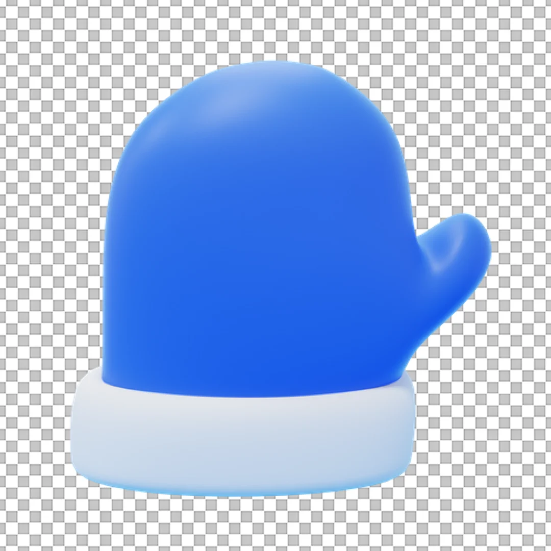 Blue Mitten 3D Icon PNG
