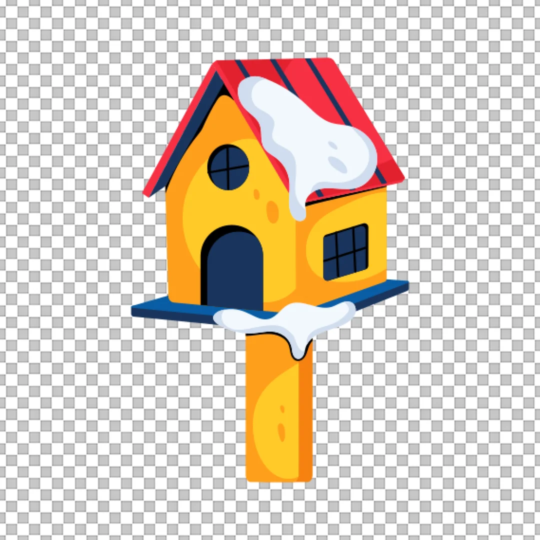 Snowy Birdhouse Vector Clipart PNG