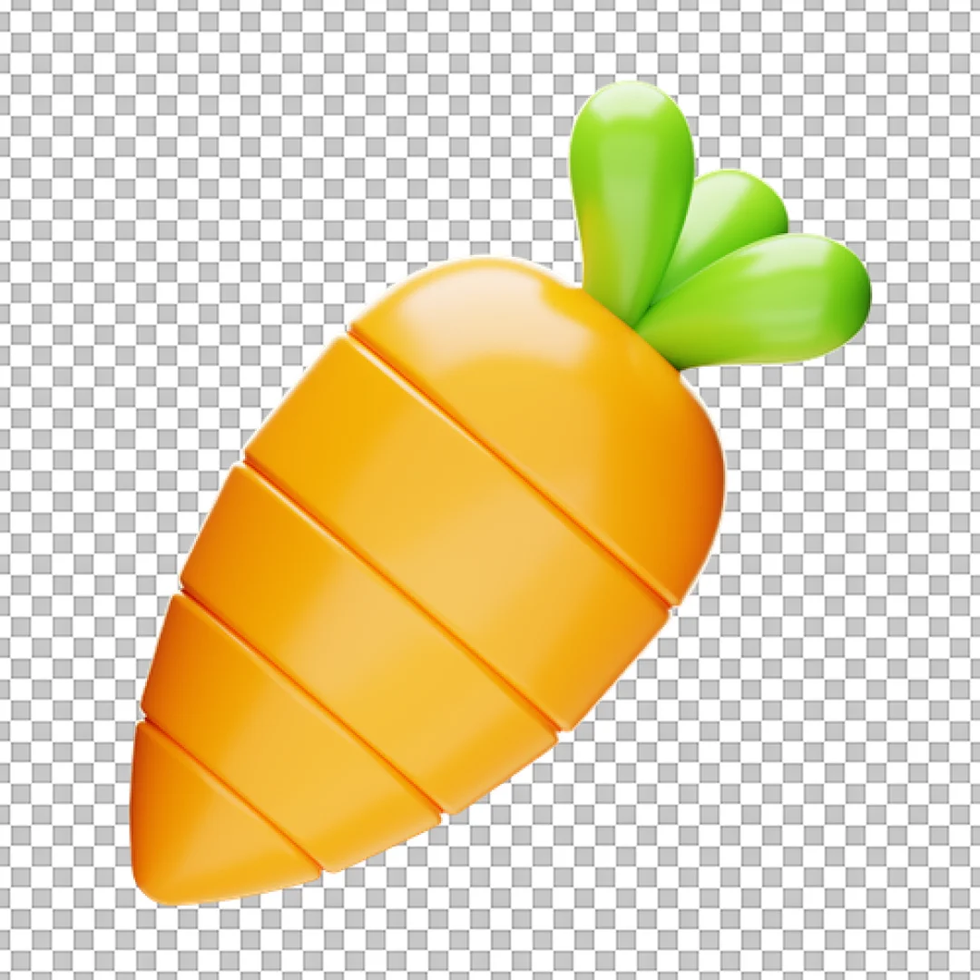 Glossy 3D Carrot Icon Rendered in a Modern Segmented Style
