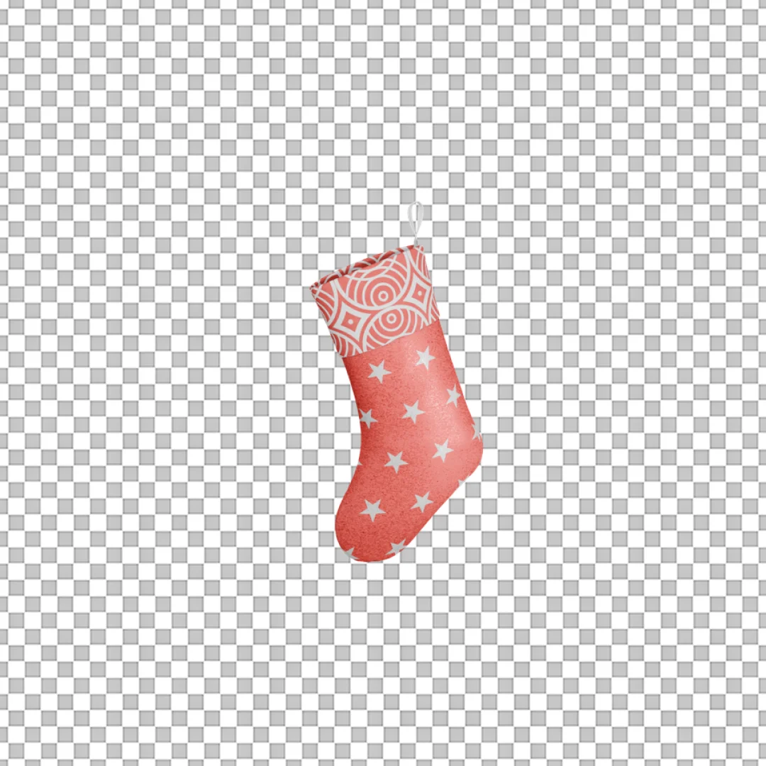 Red Patterned Stocking 3D PNG