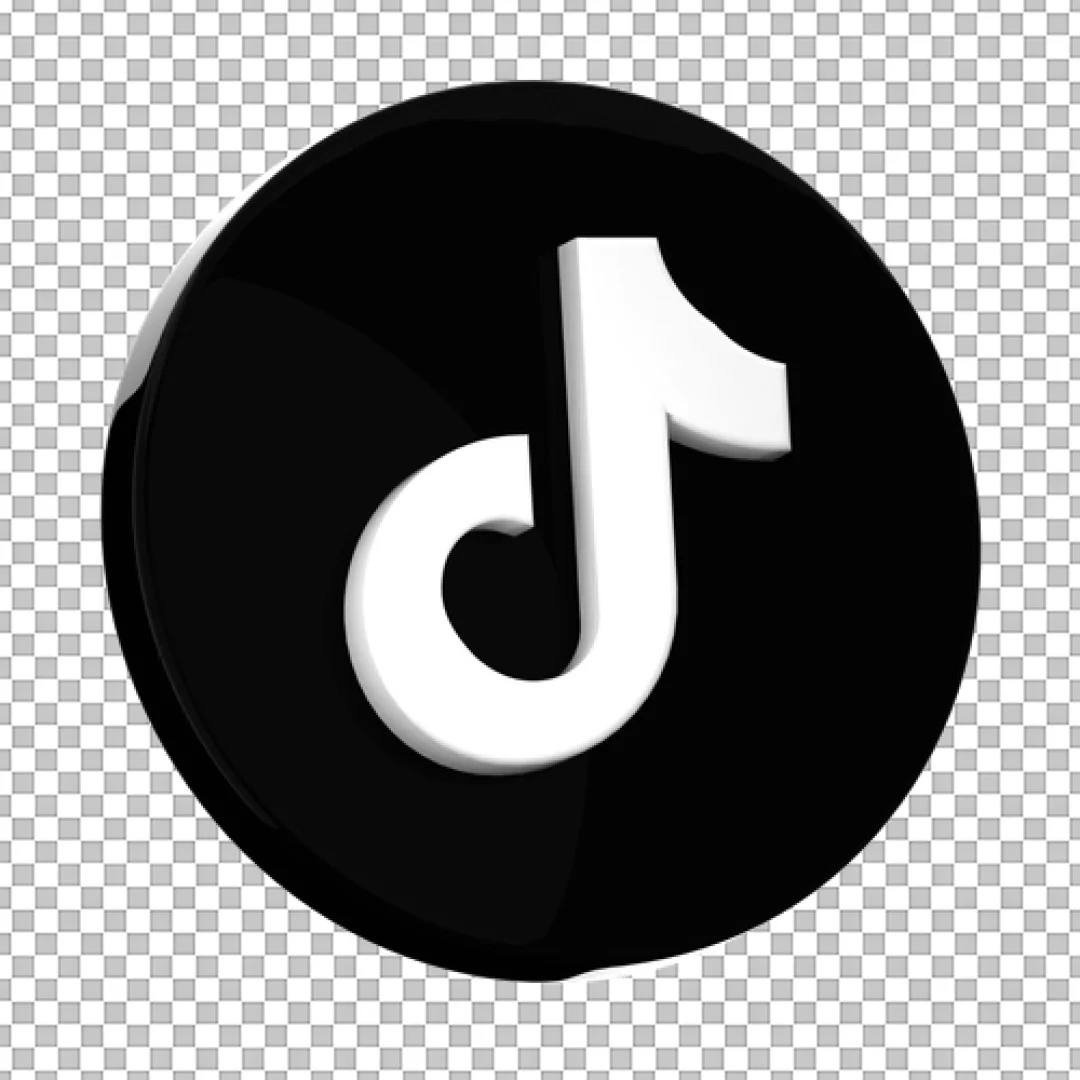 Black Circular 3D TikTok Icon PNG