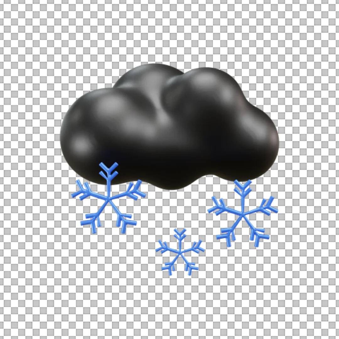 Dark Cloud Snowing 3D PNG