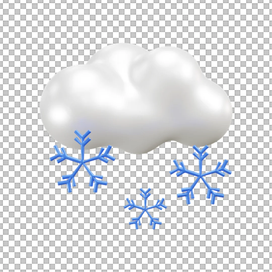 White Cloud Blue Snowflakes Icon PNG