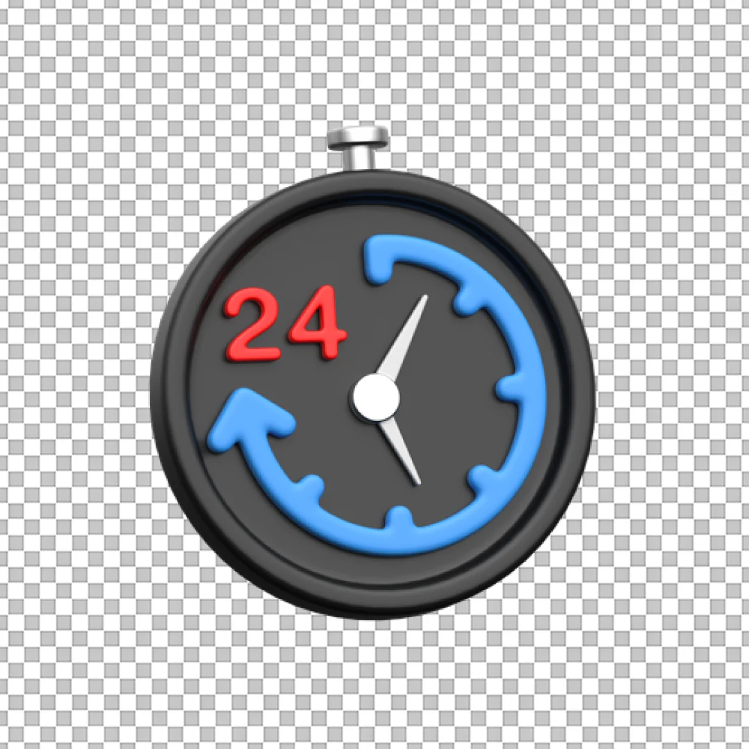 3D Rendered Icon of 24 Hour Service and Continuous Availability