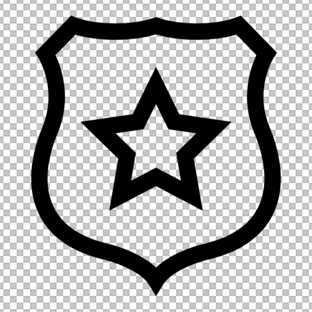 Star Shield Outline Icon - Security, Protection, or Police Badge Symbol