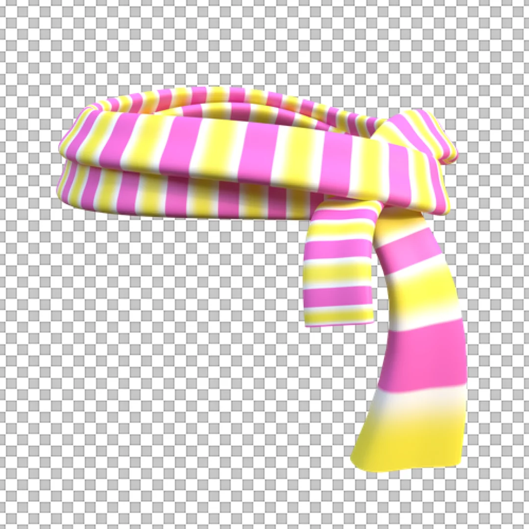 Yellow And Pink Scarf 3D PNG