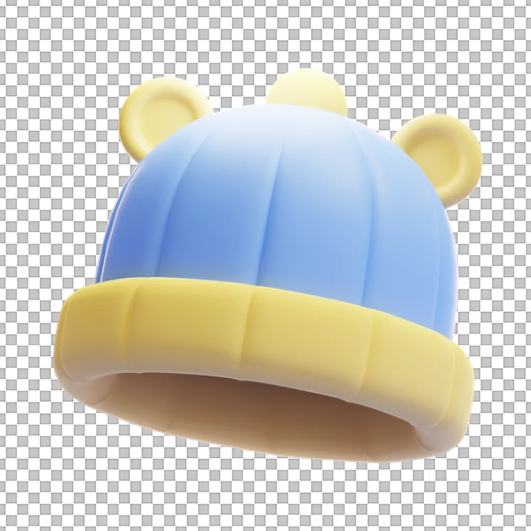 Blue Yellow Ear Hat 3D PNG