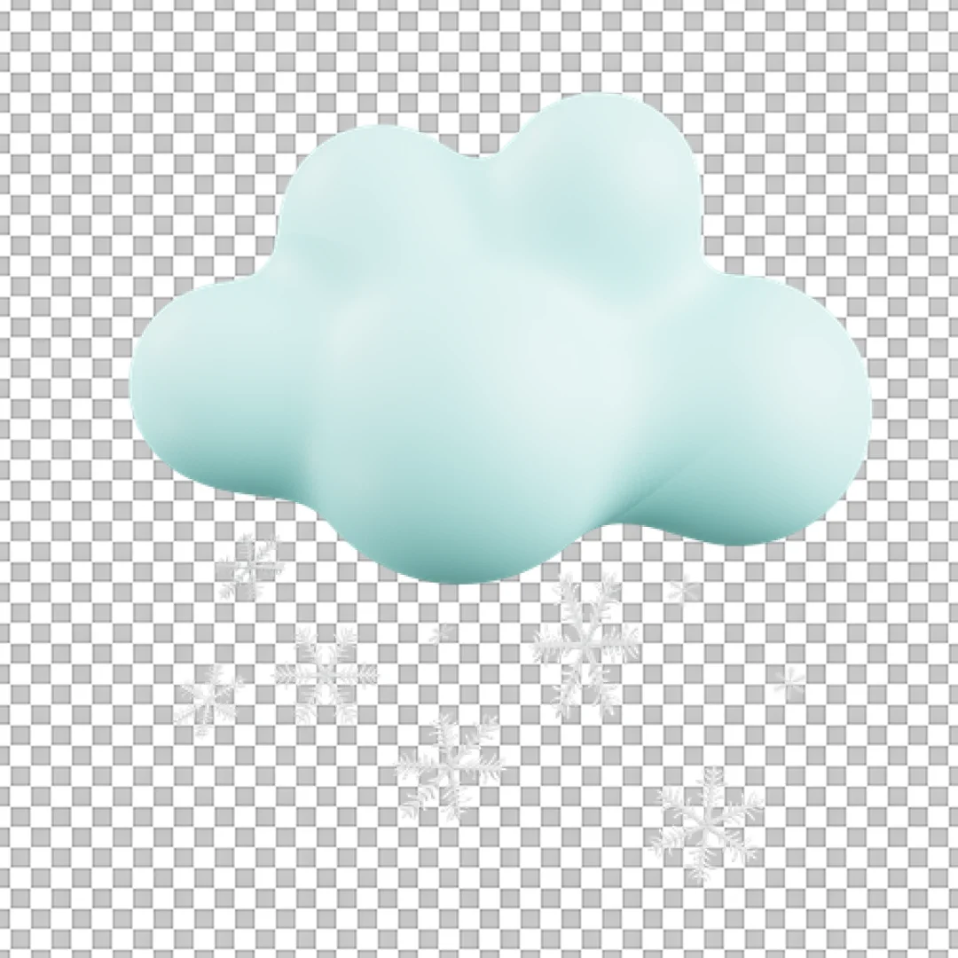 Blue Cloud Snowing 3D Icon PNG