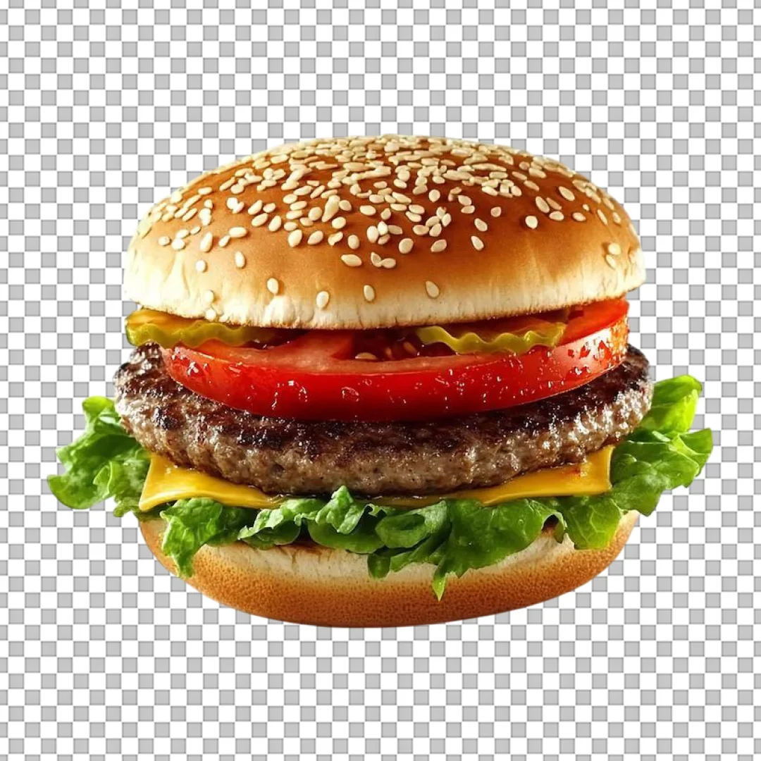 Cheeseburger with Pickles and Tomato PNG