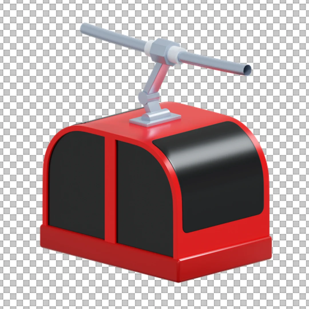 Red Cable Car Gondola 3D Icon PNG