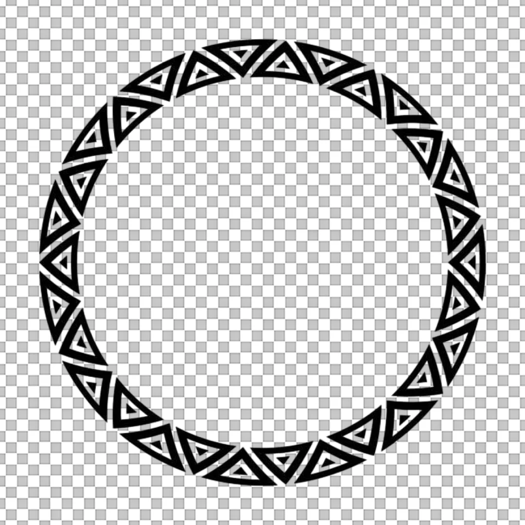 Geometric Triangle Pattern Circle Frame PNG