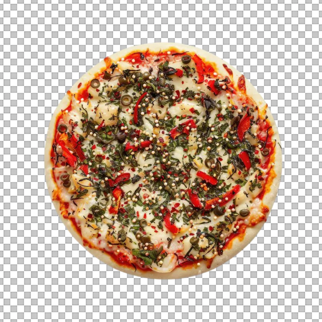 Spicy Seafood Pizza with Herbs PNG