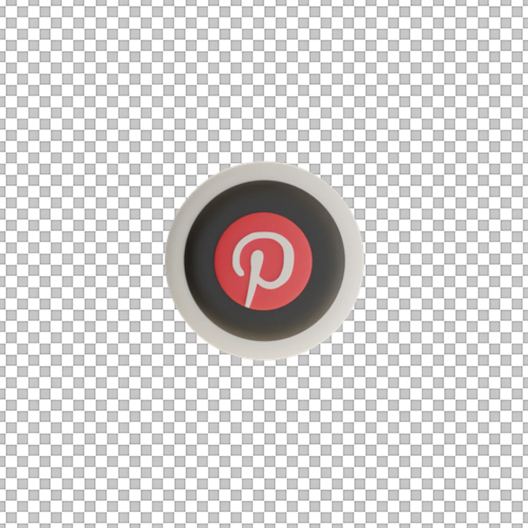 Black And Red 3D Pinterest Button PNG