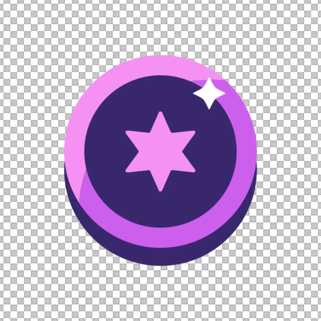 Premium Star Badge Icon with Sparkle in Purple and Pink