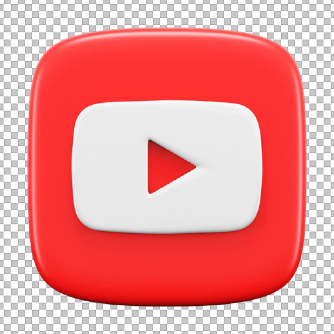 Rounded Red YouTube Square 3D PNG