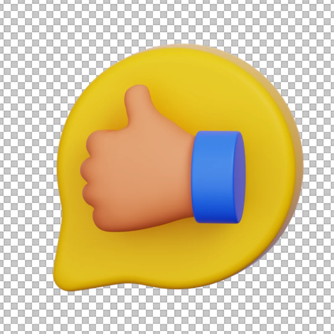 Yellow Speech Bubble With Thumbs Up Icon PNG