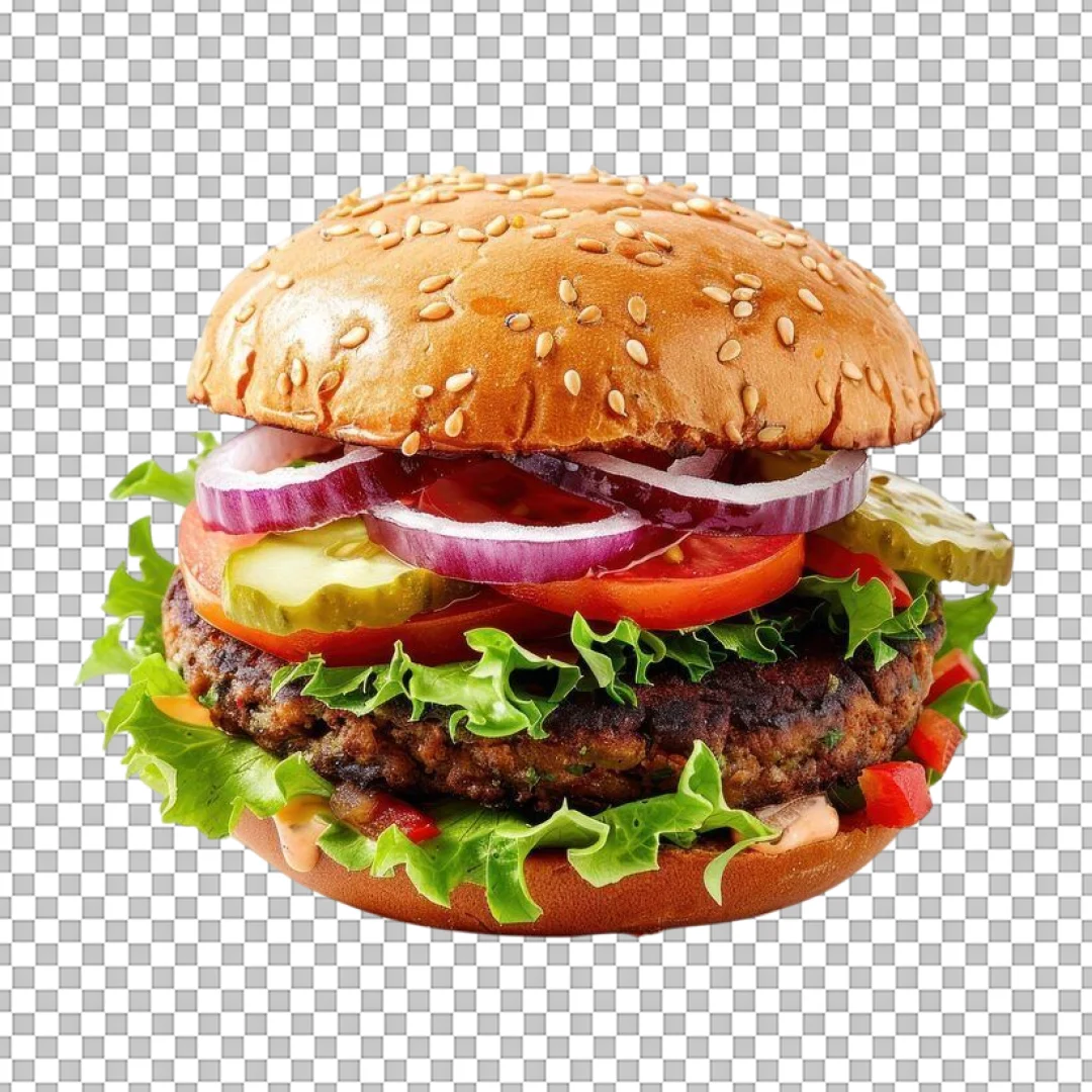 Loaded Beef Burger with Onions PNG