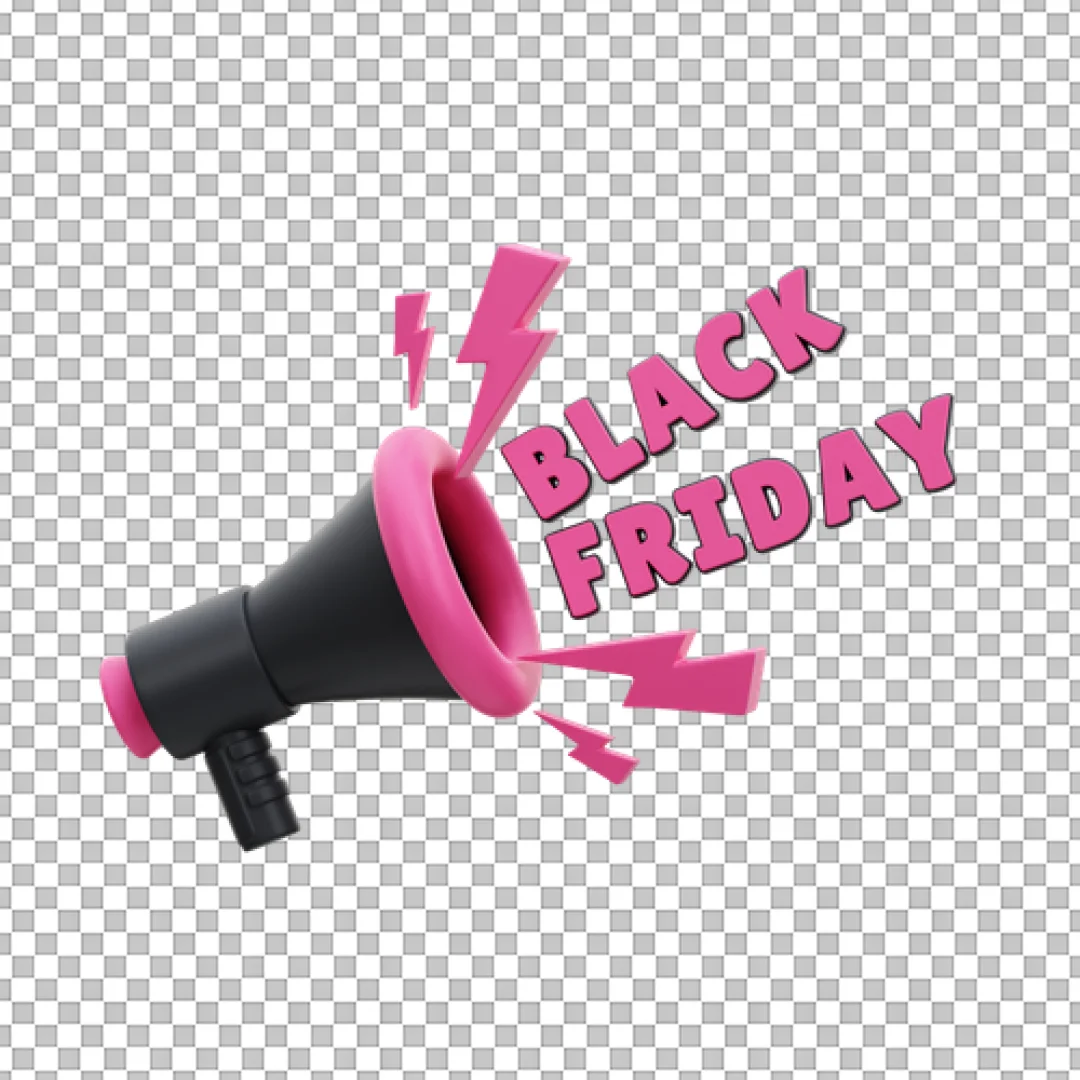 Dynamic 3D Megaphone Announcement for Black Friday Sale Promotion