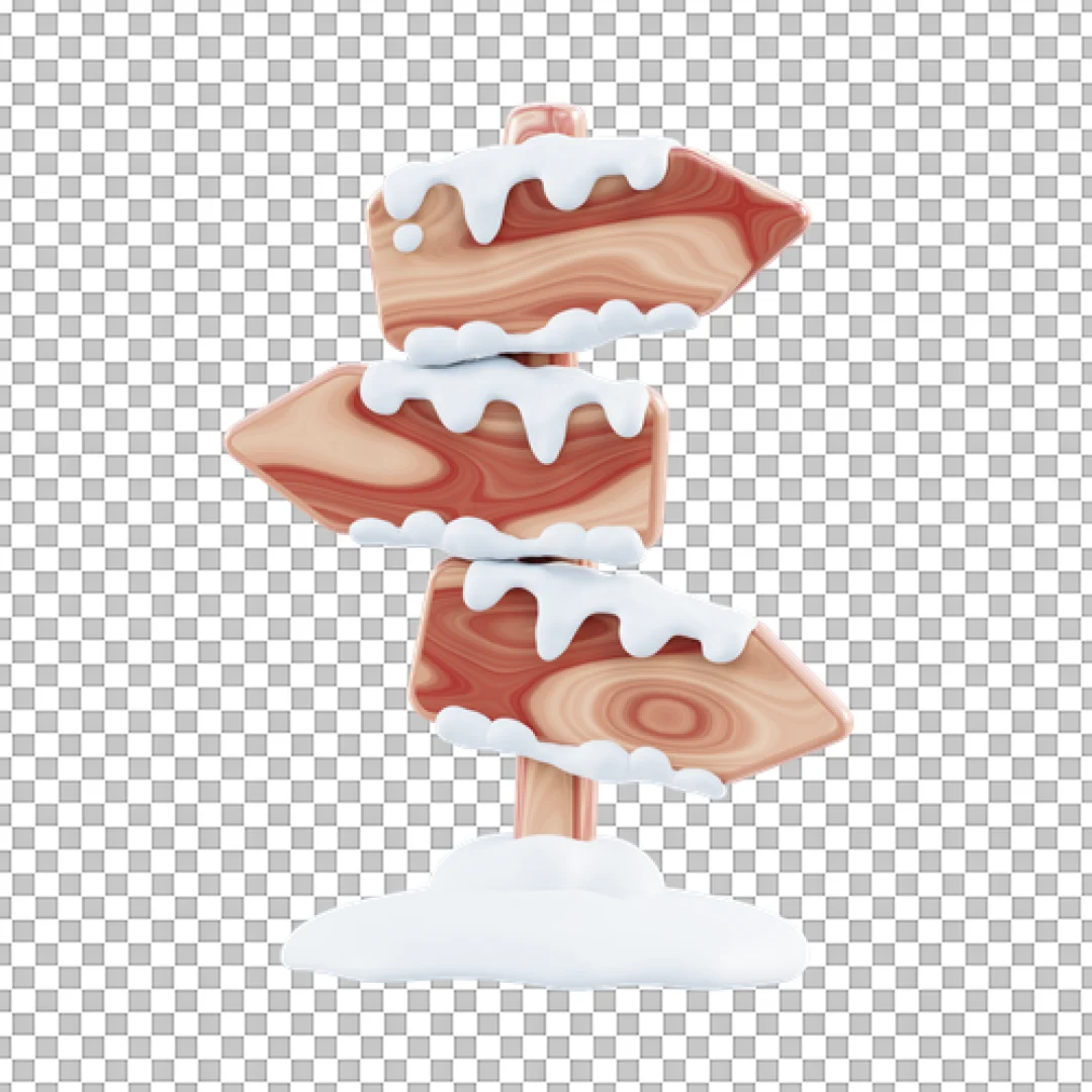 Wooden Signpost Snow 3D PNG