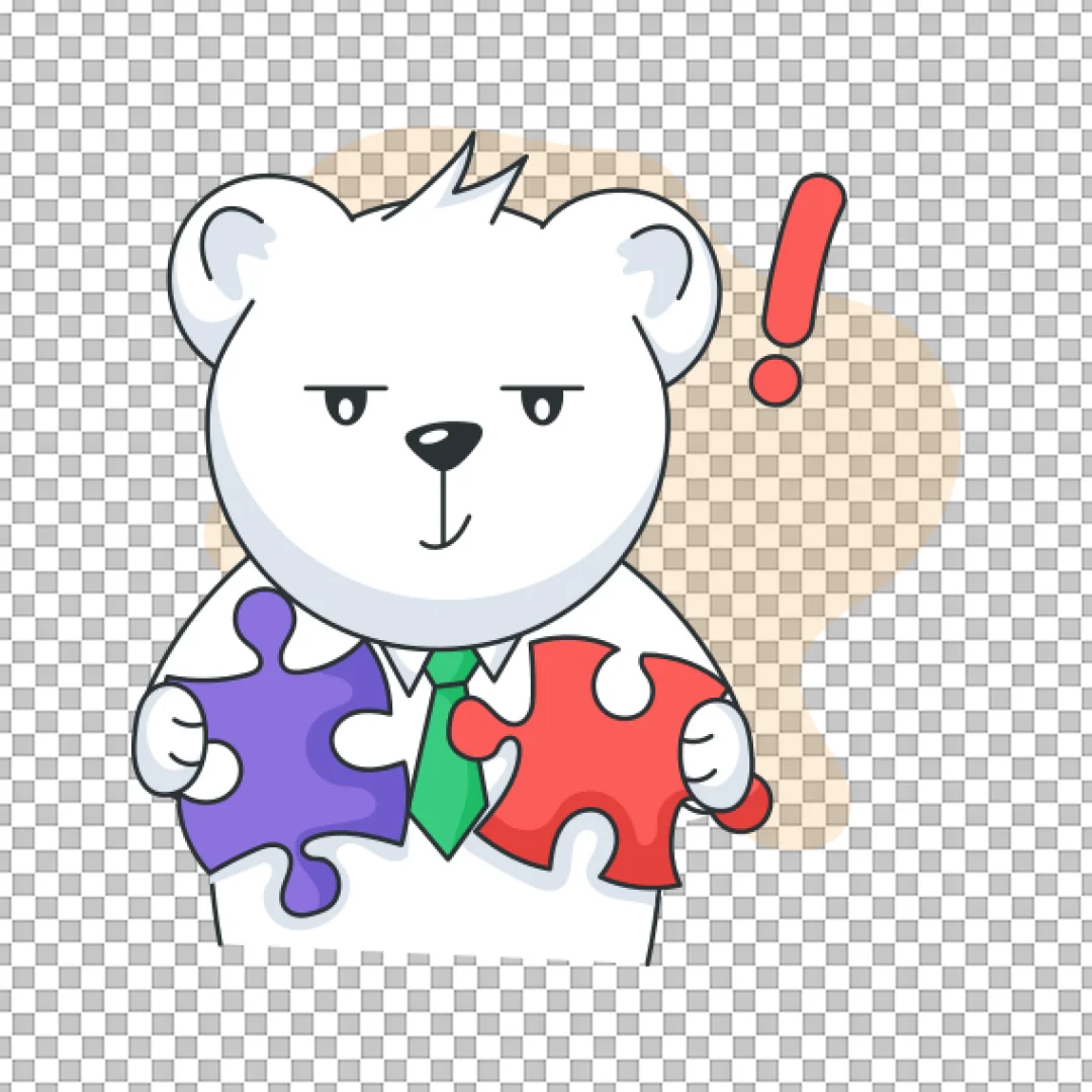 Business Bear With Puzzle Pieces PNG